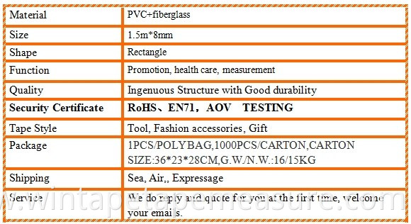 60inch printable wholesales fiberglass materials tailoring tools high quality tape measure branded Your logo or names